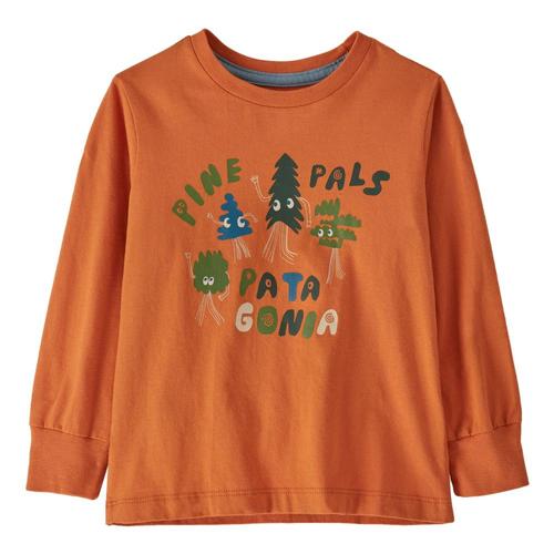 Patagonia Toddler Long Sleeve Regenerative Organic Certified Cotton Graphic T-Shirt Orange_piho