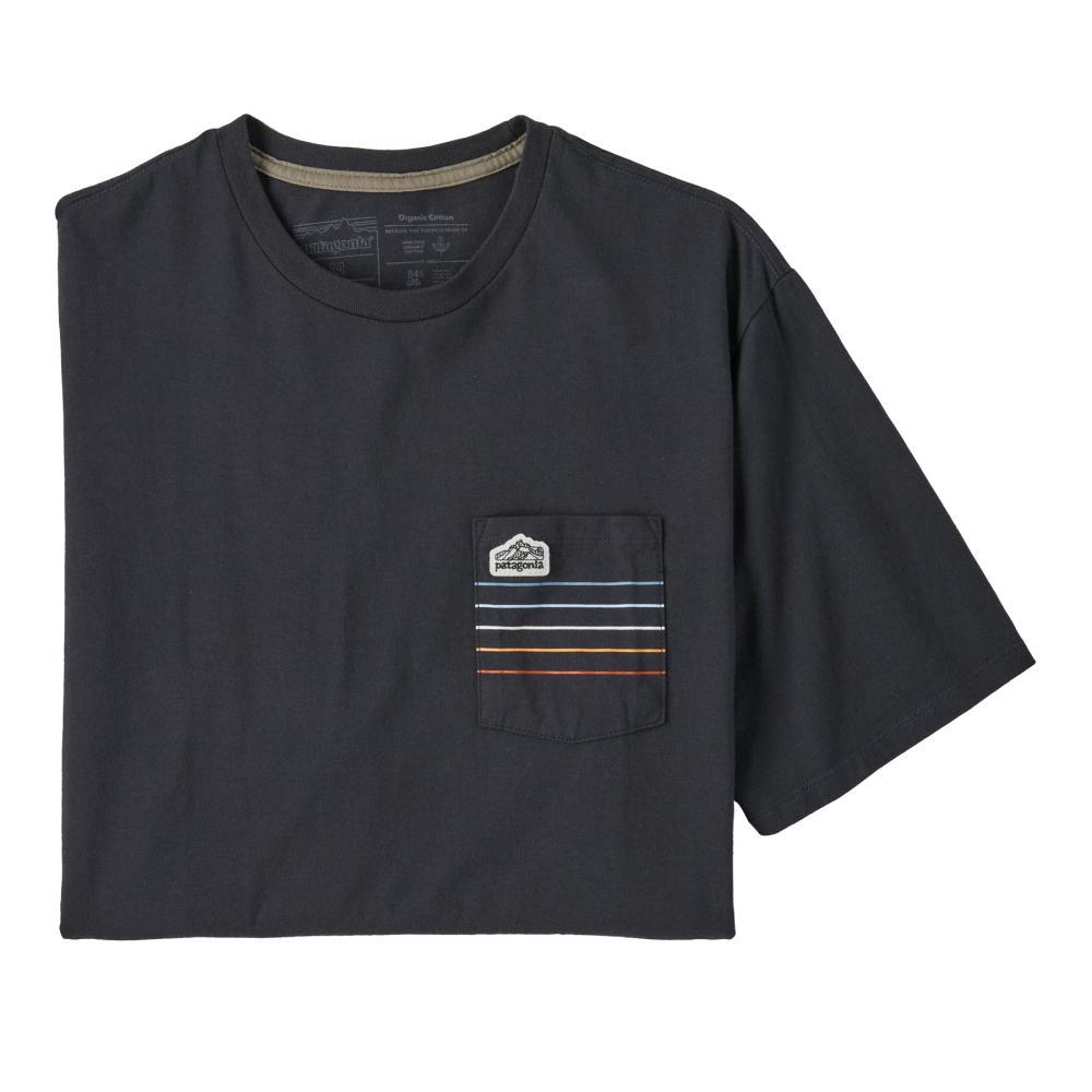 Patagonia Men's Line Logo Ridge Stripe Organic Pocket T-Shirt BLACK_INBK