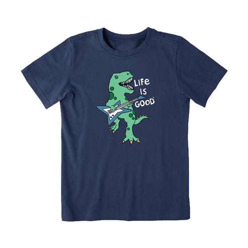 Life is Good Kids Dino Rock Crusher Tee Drkstblue