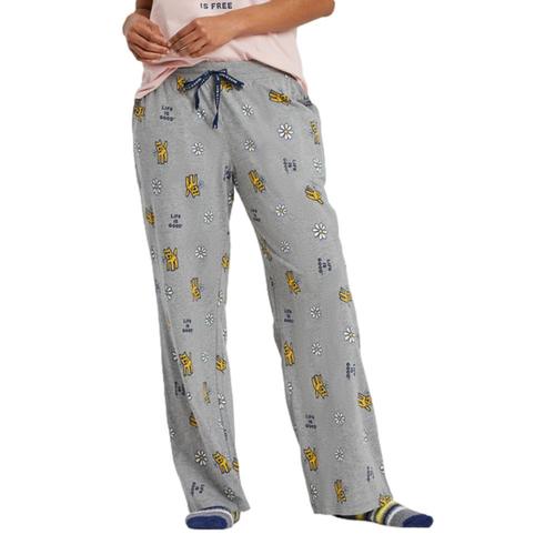 Life is Good Women's Rocket With Daisy Pattern Snuggle Up Sleep Pants Hthgrey
