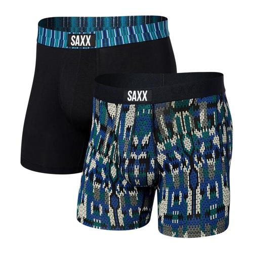 Saxx Men's Vibe Super Soft Boxer Briefs 2-Pack Fairsle/Blkgeo