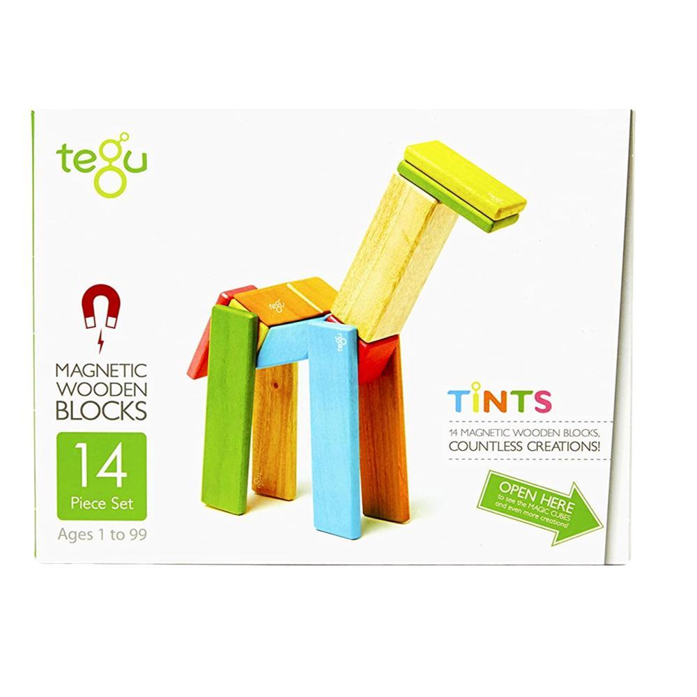  Tegu Magnetic Wooden Blocks 14- Piece Set - Tints