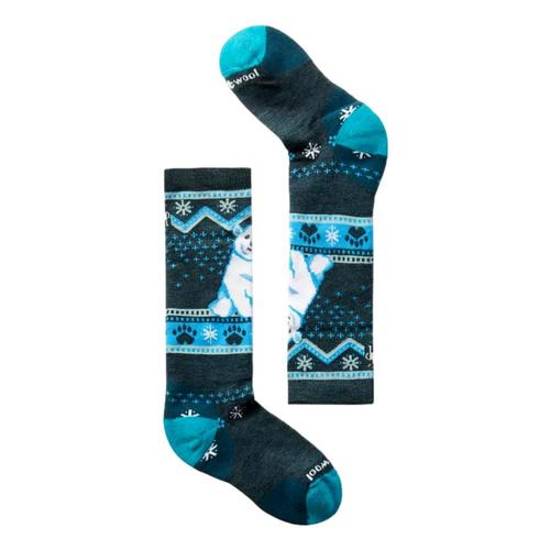 Smartwool Kids Wintersport Full Cushion Polar Bear Pattern Over The Calf Socks Blue_g74
