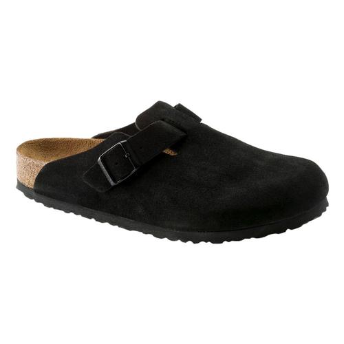 Birkenstock Women's Boston Soft Footbed Suede Leather Clogs - Regular Black.Sd