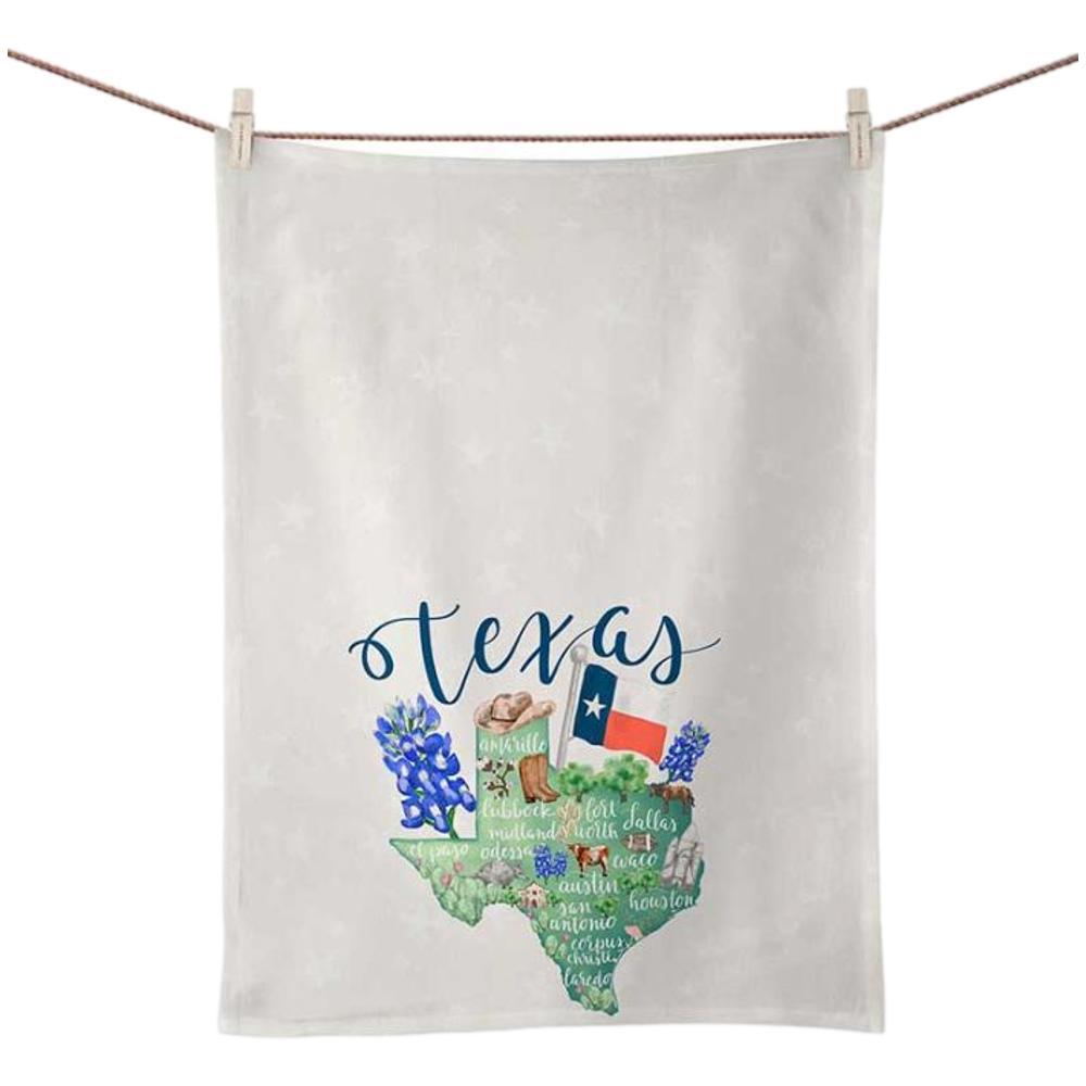  Greenbox State Map Texas Tea Towel