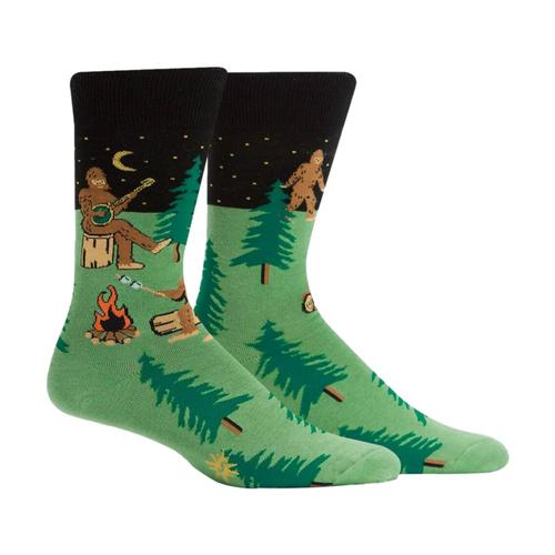 Sock It To Me Men's Sasquatch Camp Out Crew Socks Green