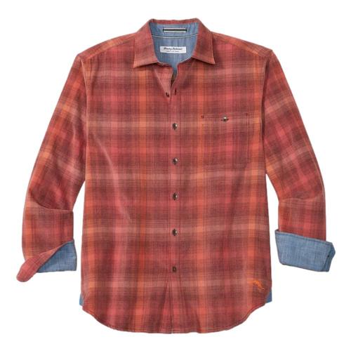 Tommy Bahama Men's Coastline Cord Redwood Check Long-Sleeve Shirt Redsail_5797