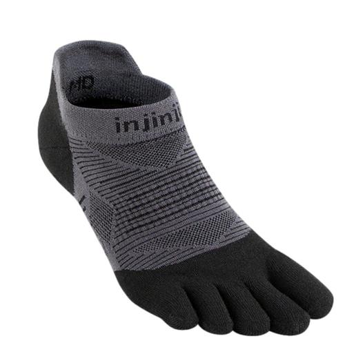 Injinji Unisex Run Lightweight No Show Socks Black