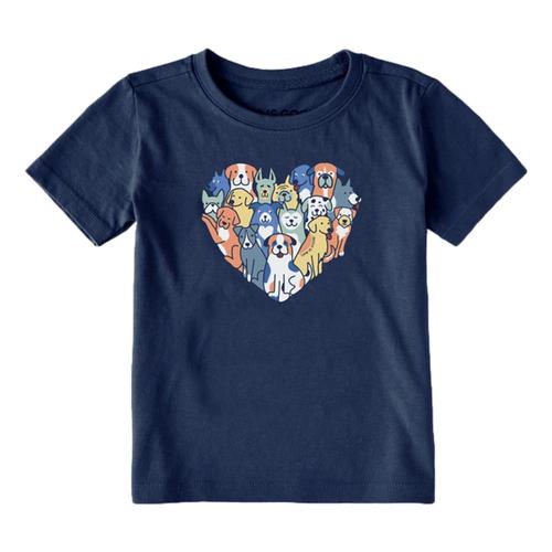 Life is Good Toddler Heart of Dogs Crusher Tee Drkblue
