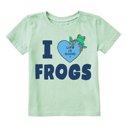 Life is Good Toddler I Love Frogs Crusher Tee Sagegreen
