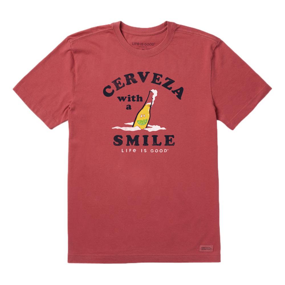 Life is Good Men's Cerveza With A Smile Crusher-Lite Tee FADEDRED