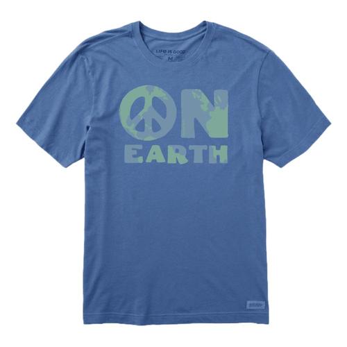 Life is Good Men's Peace On Earth Globe Short Sleeve Tee Vintageblue