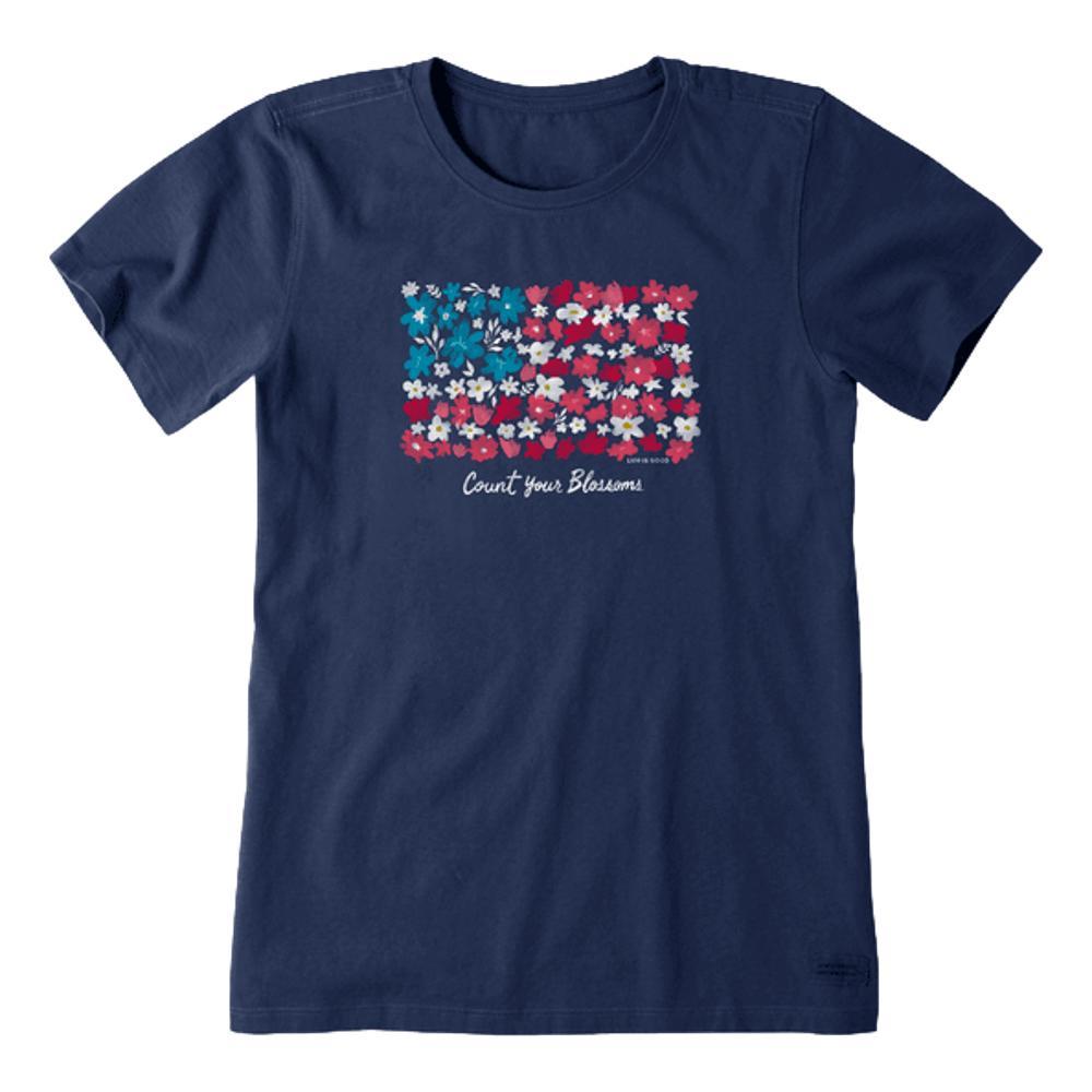 Life is Good Women's Count Your Blossoms USA Flag Crusher-Lite Tee DARKESTBLUE