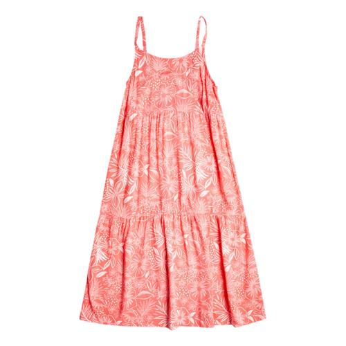 Roxy Girl's Future Nostalgia Long Strappy Tiered Dress Coral_mjv5