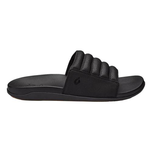 OluKai Men's Maha 'Olu Slide Sandals Black_4040