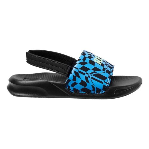 Reef Kids Little One Slide Sandals Blucheck