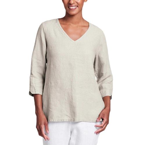 FLAX Women's V Pullover Shirt Natural