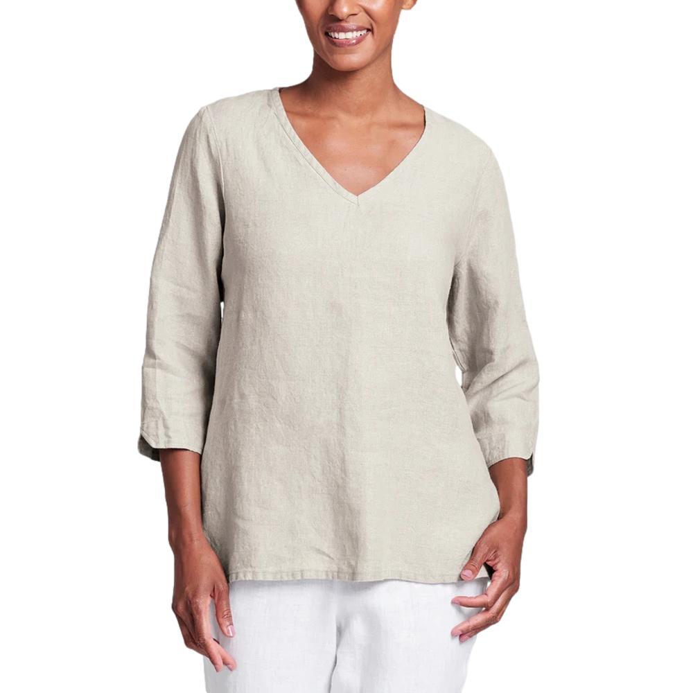 FLAX Women's V Pullover Generous Shirt NATURAL