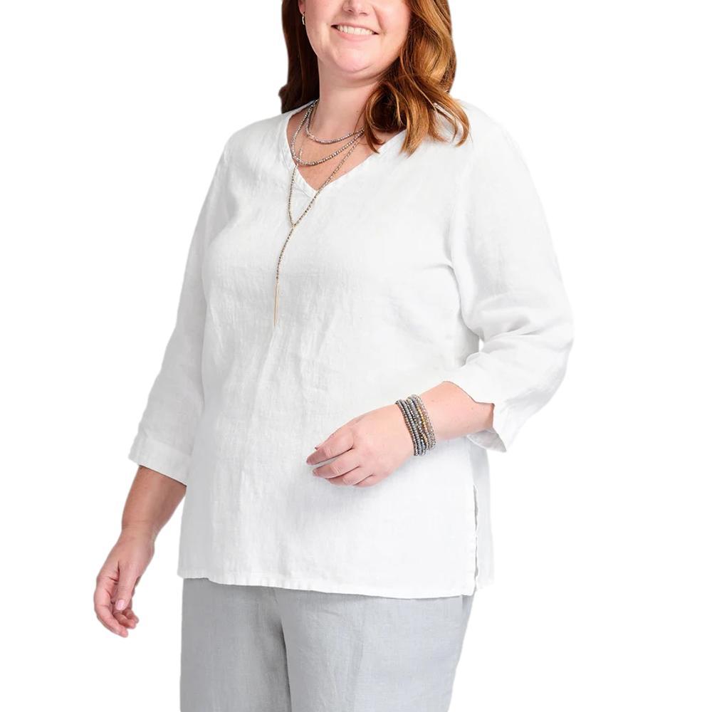 FLAX Women's V Pullover Generous Shirt WHITE