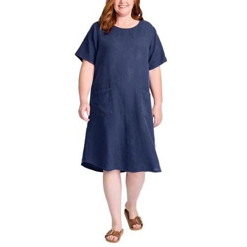 FLAX Women's Shortsleeve Generous Dress Peacoat