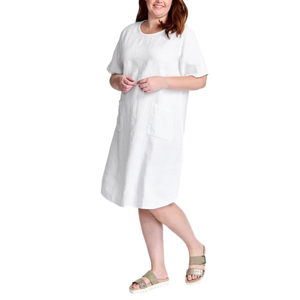 FLAX Women's Shortsleeve Generous Dress WHITE