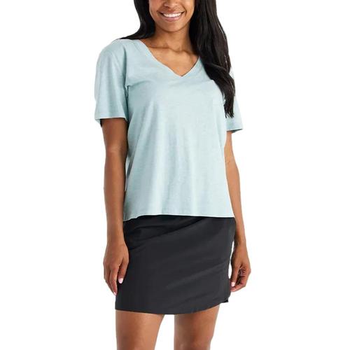 Free Fly Women's Bamboo Heritage V Neck Tee Oceanm_446
