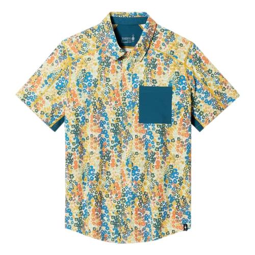 Smartwool Men's Printed Short Sleeve Button Down Shirt Almond_l52