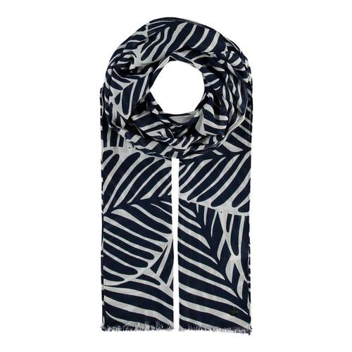 V. Fraas Cotton With Leaves Design Scarf Mariblue_572