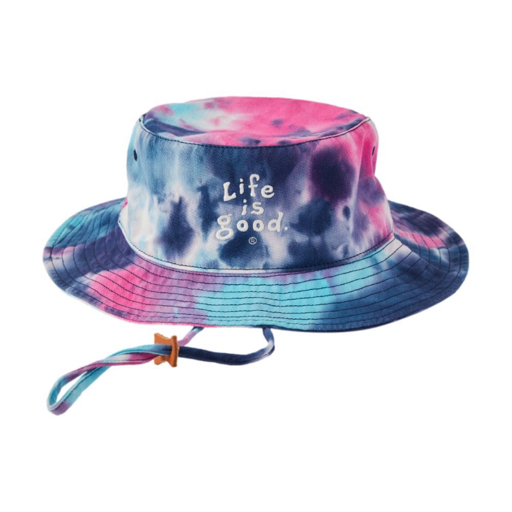 Life is Good LIG Vintage Tie Dye Wordmark Stacked Bucket Hat RASPBERRYPINK