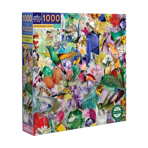 eeBoo Hummingbirds and Gems 1000 Piece Jigsaw Puzzle