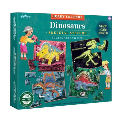 eeBoo Dinosaurs Ready to Learn 36 Piece 4 Puzzle Set