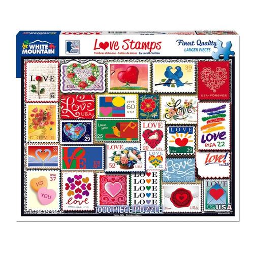 White Mountain Love Stamps 1000 Piece Jigsaw Puzzle