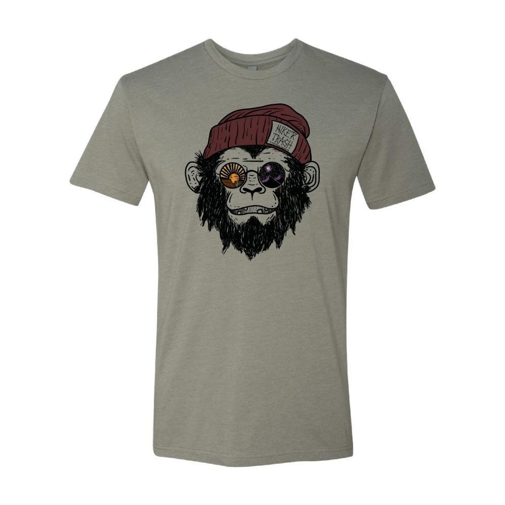Natural Tribute Men's Hiker Trash Monkey T-Shirt STONEGREY