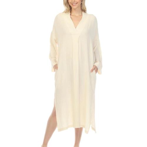 Honest Cotton Women's Long Sleeve Tulum Dress Cream