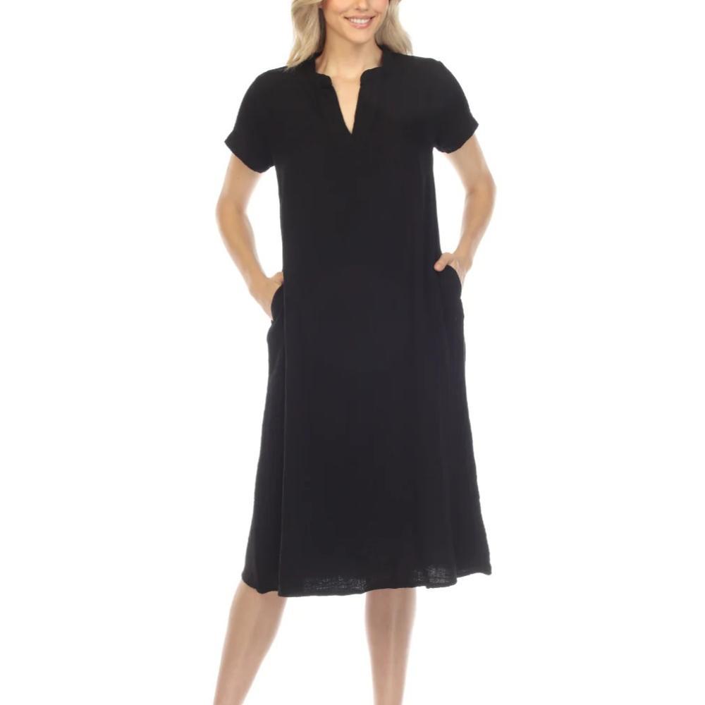 Honest Cotton Women's Chelsea Midi Dress BLACK
