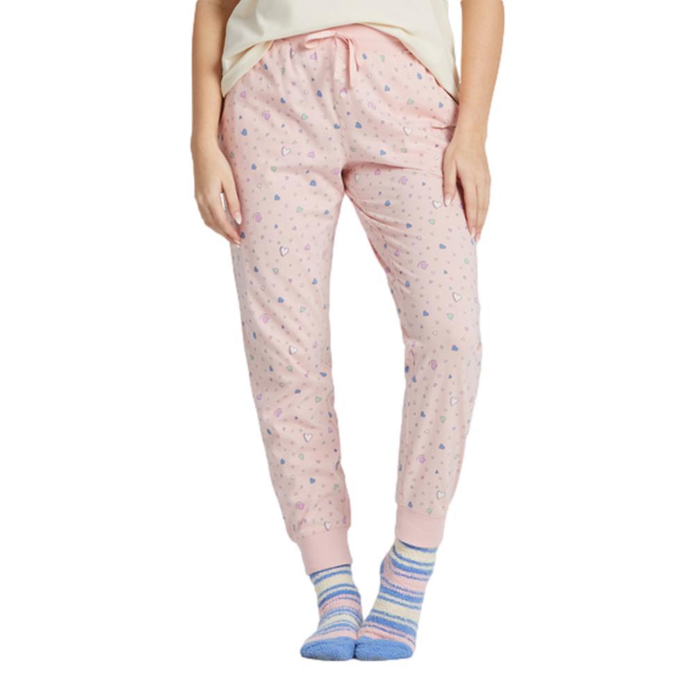 Life is Good Women's Scattered Hearts Pattern Snuggle Up Sleep Joggers PINK_HEART