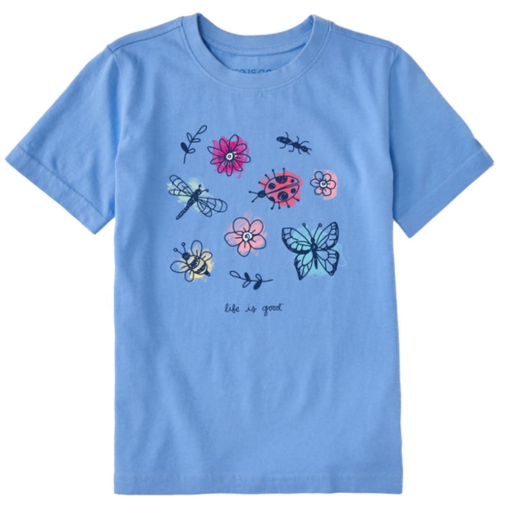 Life is Good Kids Watercolor Doodle Bugs Crusher Tee CORNBLUE