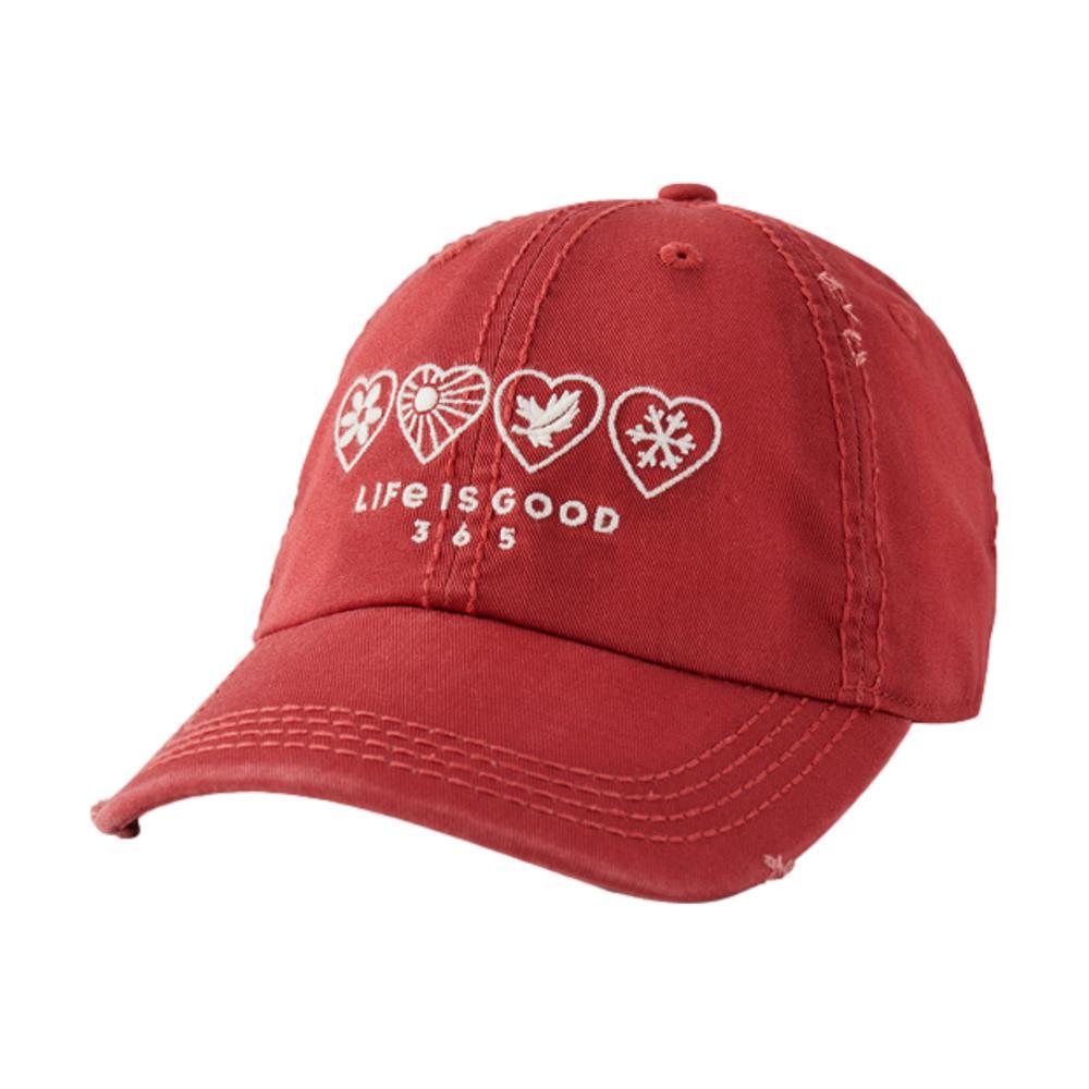 Life is Good 365 Hearts Sunwashed Chill Cap FADEDRED