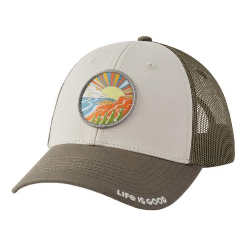 Life is Good Acadia Burst Hard Mesh Back Cap Bone