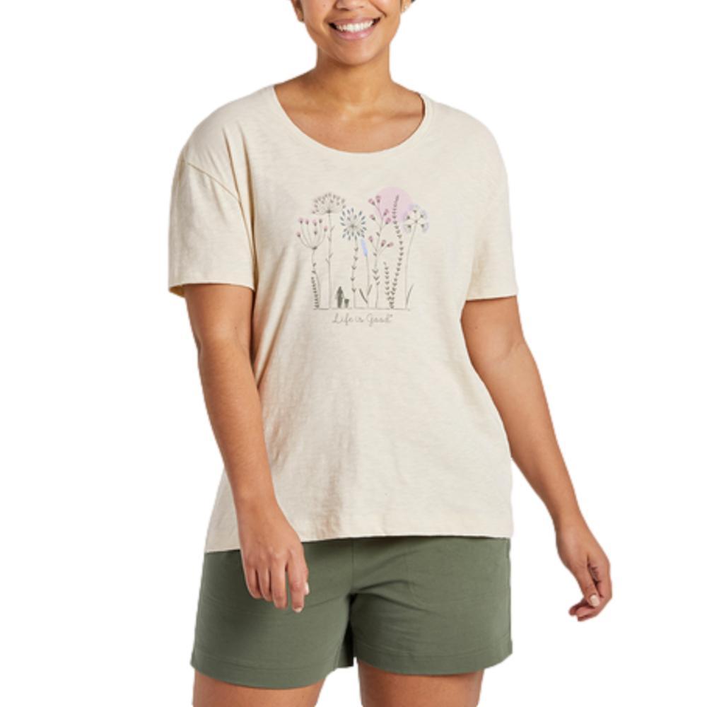 Life is Good Women's Wildflower Walk Relaxed Fit Slub Tee PUTTYWHITE