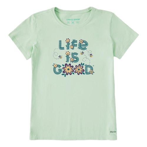 Life is Good Women's Life is Good Daisy Bees Short Sleeve Crusher-Lite Tee Sagegreen