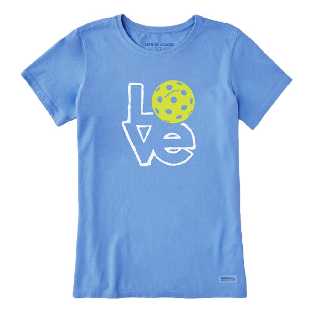 Life is Good Women's Love Pickleball Short Sleeve Crusher Tee CORNFLWRBLUE