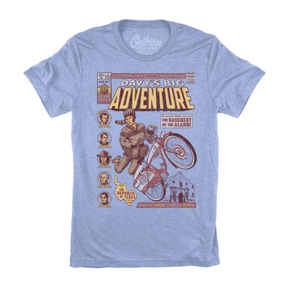 Outhouse Designs Unisex Davy's Big Adventure Tee HEATHERBLUE