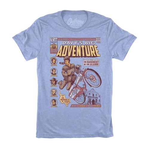 Outhouse Designs Unisex Davy's Big Adventure Tee Heatherblue