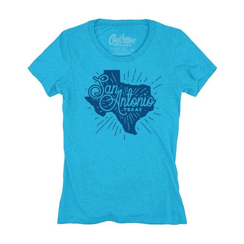 Outhouse Designs Women's San Antonio Burst Tee Sapphire