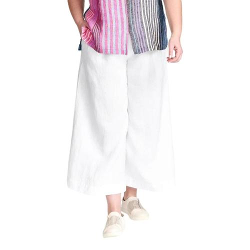 FLAX Women's Pleated Pants White
