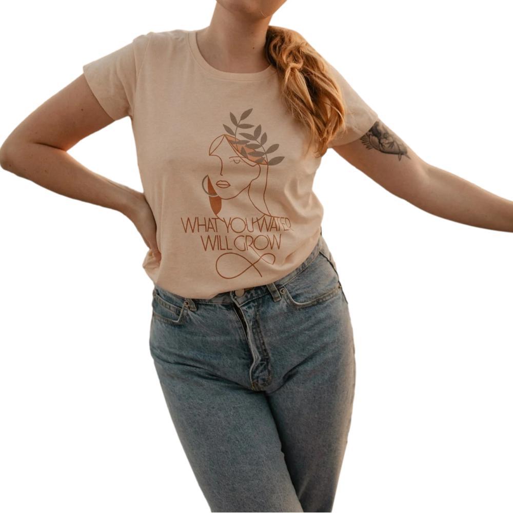 The Bee & The Fox Women's What You Water Will Grow Scoop Neck T-Shirt PEACH