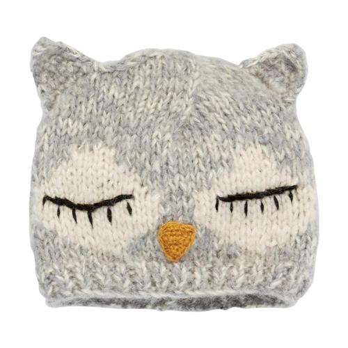 San Diego Hat Company Kids Knit Sleeping Owl Beanie Grey_lgowl