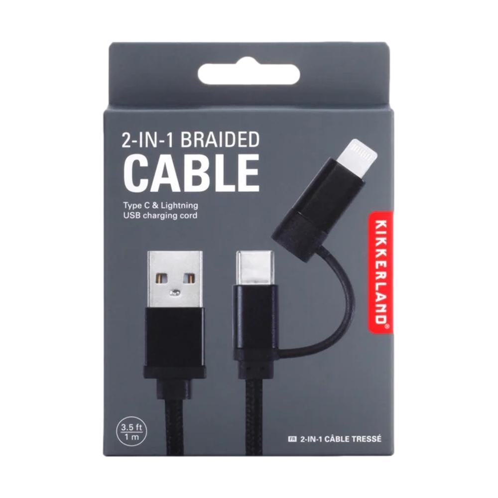  Kikkerland Black 2- In- 1 Braided Cable