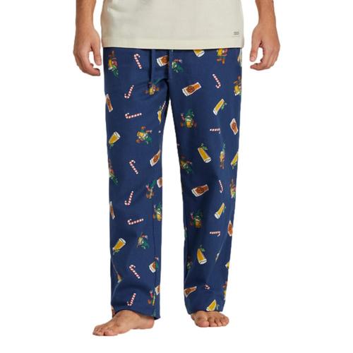 Life is Good Men's Holiday Gnome Beer Pattern Classic Sleep Pants Blue_gnome